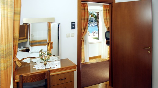 Hotel room with desk